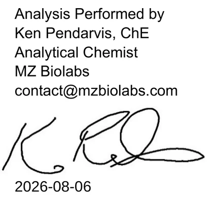 Analyst sign-off: analytical chemist's name, signature and report date 2026-08-06